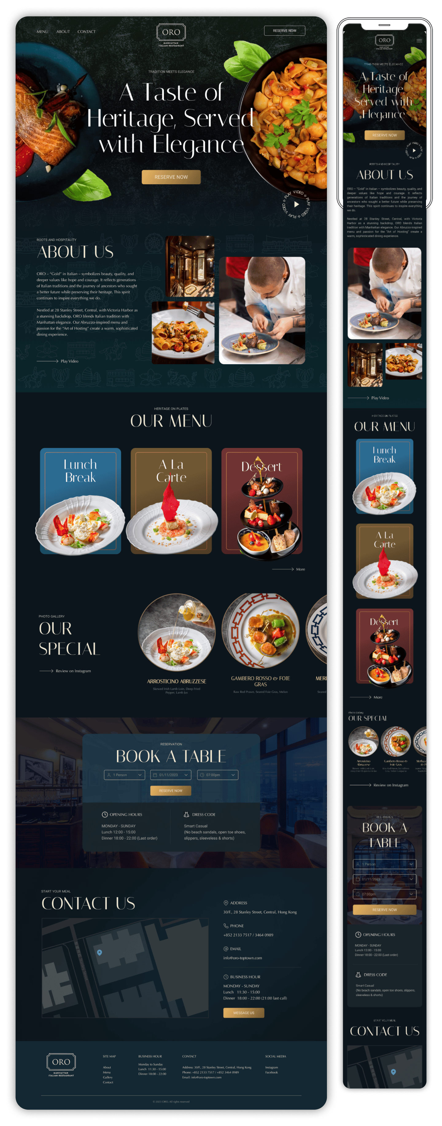 Final design of ORO - Desktop and mobile overview